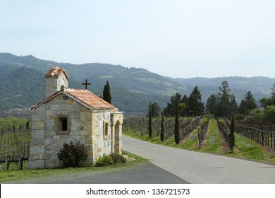 The Chapel Next To Vineyard In Napa Valley, California