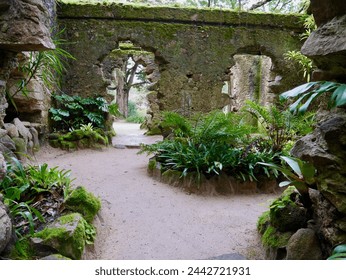 Chapel ruin in Park of Monserrate Palace in Sintra, Portugal. High quality photo