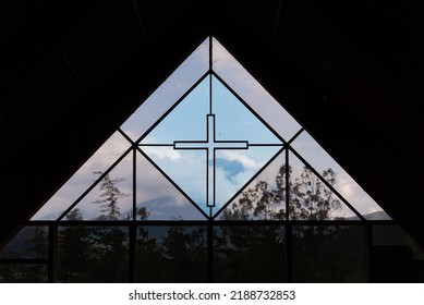 Chapel Window With A Cross