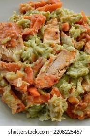 Char Grilled Lemon Chicken With Pea And Cheese Mash And Carrots