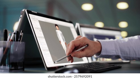 Character Software Design On Computer. 3d model Graphic Modeling And Animation