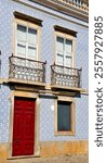 characteristic house with tiles (azulejos) in tavira algarve portugal