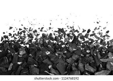 Charcoal or coal carbon texture hi resolution isolated on white background