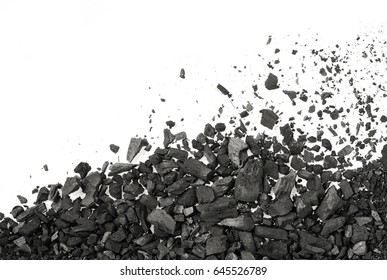Charcoal or coal carbon  texture isolated on white background