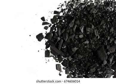 Charcoal or coal carbon  texture isolated on white background