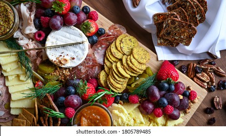 Charcuterie and cheese grazing board - Shutterstock ID 1805789485