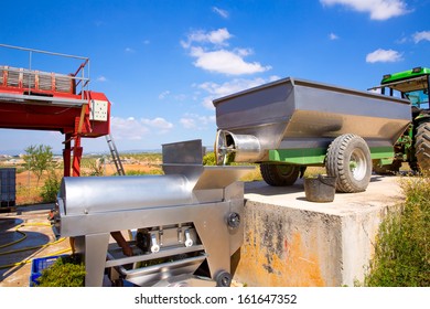 Chardonnay Corkscrew Crusher Destemmer In Winemaking With Grapes