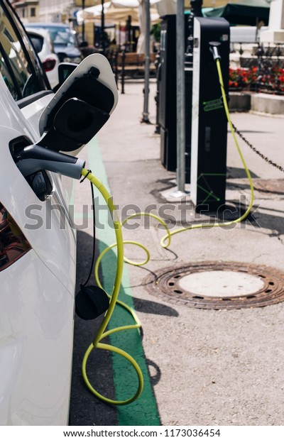 Charging of an electric\
car on the street