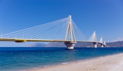 Charilaos Trikoupis Bridge, The Longest Cable Stayed Suspended Deck Bridge In The World, Peloponnese, Greece