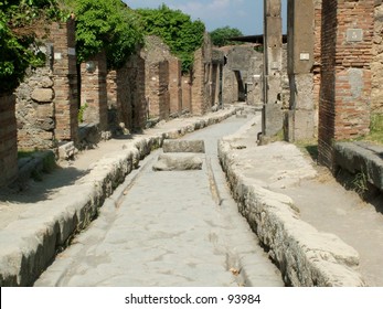 Chariot Road In Pompeii, Italy