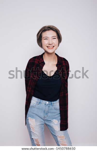 Charismatic Creative Girl Short Hair Posing Stock Photo Edit Now