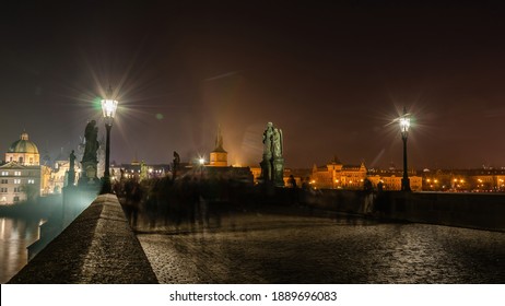 Charles Bridge By Night In Prague