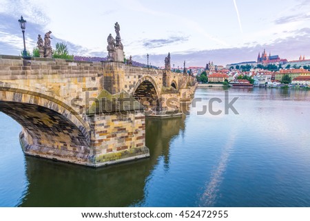 Similar – Karlsbrücke an der Seite und Prag Stadt