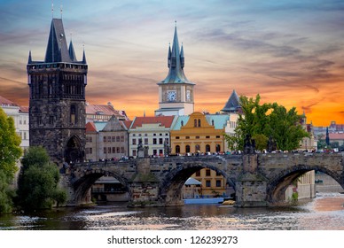 Charles Bridge in Prague - Shutterstock ID 126239273