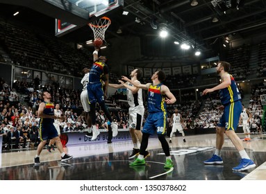 Charles Kahudi Of Lyon And Moussa Diagne Of Andorra During The 2019 EuroCup Basketball Game 1 Of Quarterfinals Between LDLC ASVEL Villeurbanne And Morabanc Andorra On March 5, 2019 At Astroballe