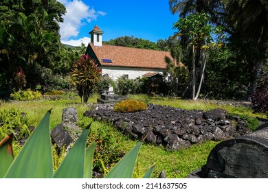 Charles Lindbergh's Grave In The Cemetary Adjacent To Palapala Ho‘omau Congregational Church In Kipahulu On Hana Highway, East Of Maui Island In Hawaii, United States