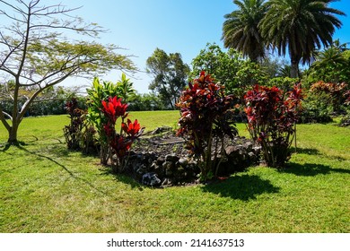 Charles Lindbergh's Grave In The Cemetary Adjacent To Palapala Ho‘omau Congregational Church In Kipahulu On Hana Highway, East Of Maui Island In Hawaii, United States