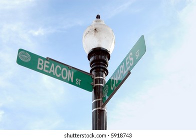 Charles Street And Beacon Street, Boston, Massachusetts