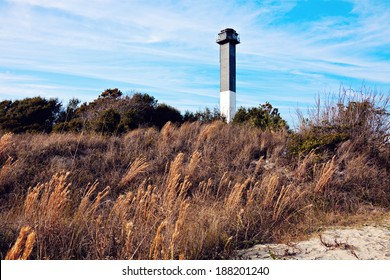 Charleston Lighthouse Located On Sullivan's Island In South Carolina