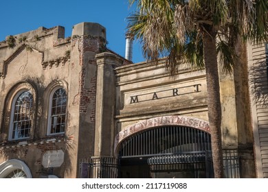 Charleston, SC, US - November 21, 2021:  Old Charleston Slave Market Building.