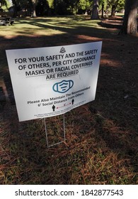 Charleston, SC/USA - October 24, 2020: Sign With Instructions On How To Stay Safe In The Park During The Pandemic