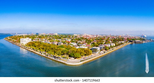 Charleston South Carolina Battery Aerial Panorama