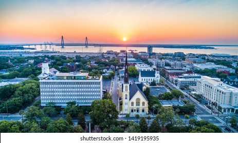 Charleston, South Carolina, USA Aerial From Marion Square.