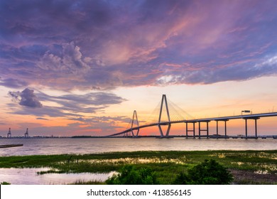 Charleston, South Carolina, USA at Arthur Ravenel Jr. Bridge.