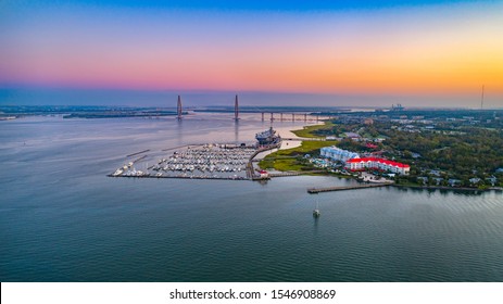 Charleston, South Carolina, USA Patriot's Point Aerial.