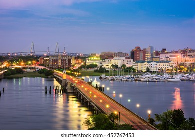 Charleston, South Carolina, USA skyline over the Ashley River.