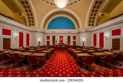 CHARLESTON, WEST VIRGINIA - DECEMBER 17: Senate Chamber Of The West Virginia State Capitol Building On December 17, 2014 In Charleston, West Virginia