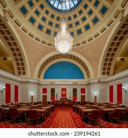 CHARLESTON, WEST VIRGINIA - DECEMBER 17: Senate Chamber Of The West Virginia State Capitol Building On December 17, 2014 In Charleston, West Virginia