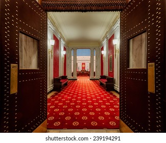 CHARLESTON, WEST VIRGINIA - DECEMBER 17: Hallway To The Senate Chamber Of The West Virginia State Capitol Building On December 17, 2014 In Charleston, West Virginia