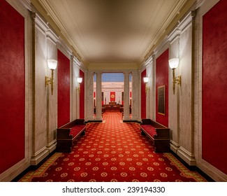 CHARLESTON, WEST VIRGINIA - DECEMBER 17: Hallway To The Senate Chamber Of The West Virginia State Capitol Building On December 17, 2014 In Charleston, West Virginia