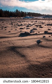 Charlevoix Michigan Beach Full Of Petosky Stones In Winter