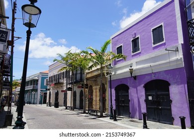 Charlotte Amalie, St Thomas UsVi April 2022, A Quiet Shopping Street In The Historic City Centre