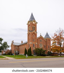 Charlotte, Michigan, USA - October 24, 2021: The First Congregational Church