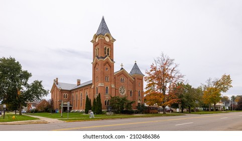 Charlotte, Michigan, USA - October 24, 2021: The First Congregational Church