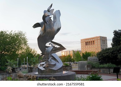 Charlotte, NC - April 2022: A Shot Of The Spiral Odyssey In Romare Bearden Park