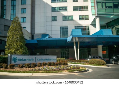 Charlotte, NC - January 23 2020: Atrium Health Carolinas Medical Center Building Exterior With Sign