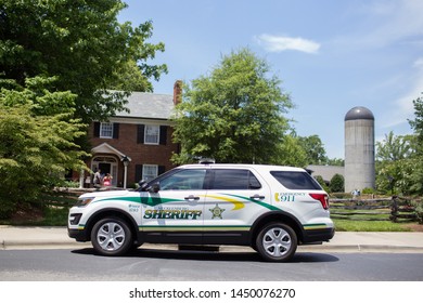 Charlotte, NC - July 4, 2019: Mecklenburg Sherrif Car Parked Near The Billy Graham Library. 