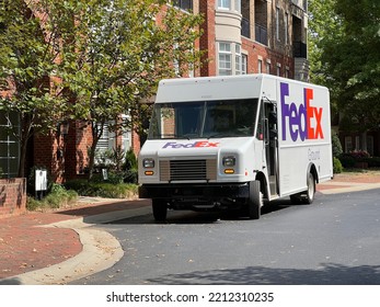 Charlotte, NC - October 7, 2022: White Iconic FedEx White Delivery Truck