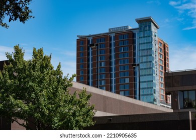 Charlotte, NC - September 24, 2022: The Exterior Of The Hyatt House Charlotte Center City On A Clear Blue Sky Day In Charlotte