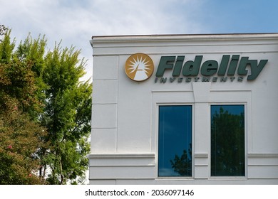 Charlotte, NC - September 3, 2021: Fidelity Investments Office Building Exterior Signs In The Southpark Area In Charlotte, NC