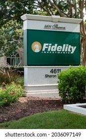 Charlotte, NC - September 3, 2021: Fidelity Investments Office Building Exterior Signs In The Southpark Area In Charlotte, NC