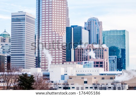charlotte nc skyline covered in snow in january 2014
