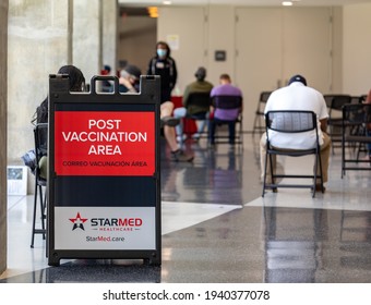 Charlotte, NC USA - March 20,  2021: The Waiting Area At Bojangles Coliseum For Those Who Received A Covid Shot. They Are Asked To Wait 15 Minutes Before Leaving.