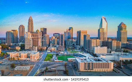 Charlotte North Carolina NC Drone Skyline Aerial.