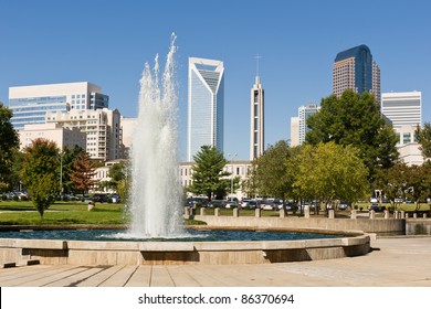Charlotte, North Carolina skyline as seen from Marshall Park