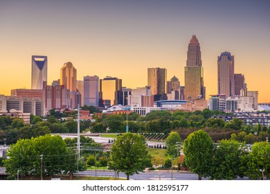 Charlotte, North Carolina, USA uptown skyline at dusk.